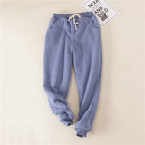 Lambskin Sweatpants Winter Women's Velvet Autumn Loose Thickening Warm Pants