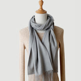 Solid Color Autumn And Winter Tassel Pure Cashmere Scarf For Women