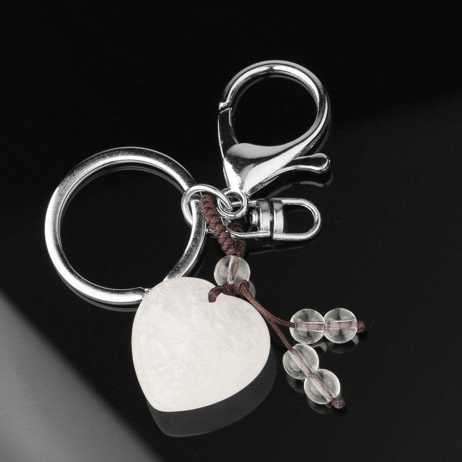 Love Natural Stone Crystal Keychain