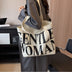 Large Capacity Canvas Bag Women Letter Printed Shoulder Travel Simple Handbags - Minihomy