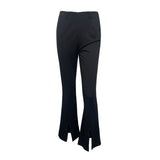 Flared Pants High-Waisted Slimming Slacks with Side Slit