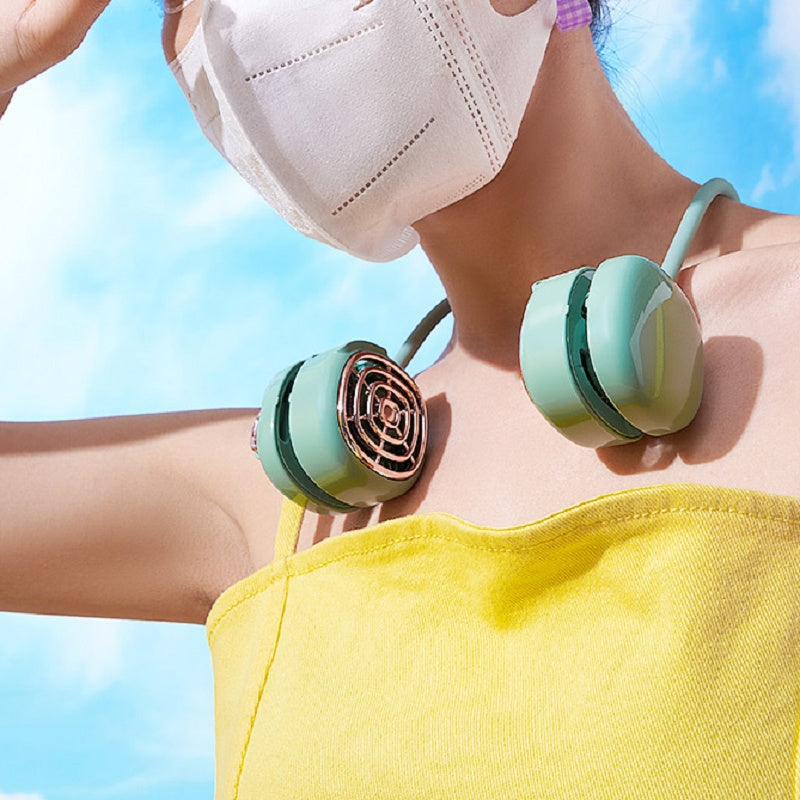 Portable Neck Fan - Rechargeable, Folding, & Hands-Free for Travel & Sports