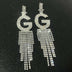 925 Silver Needle Ornaments Rhinestone Letter B Earrings Banquet Tassel Ear - Minihomy