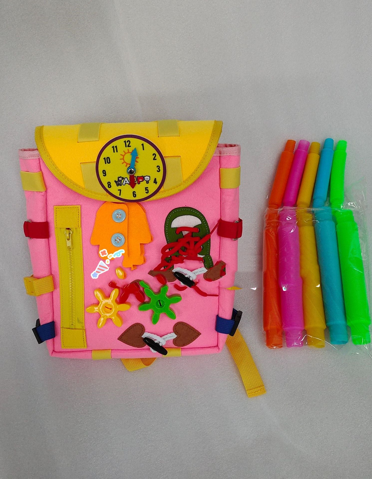 Toddler Busy Board Backpack: Develop Basic Life Skills with Buckles and Learning Activity Toys