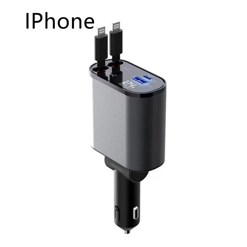 100W Super Fast Car Charger - Metal USB & Type-C Adapter