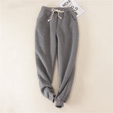 Lambskin Sweatpants Winter Women's Velvet Autumn Loose Thickening Warm Pants