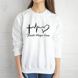 FAITH HOPE LOVE Print Sweatshirt Clothes O-neck Sweatshirt hoodies Women