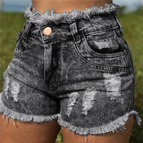 Tassel Torn Hole Women's Denim Shorts