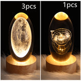 LED Night Light Galaxy Crystal Ball Table Lamp - 3D Planet Moon Lamp for Bedroom Home Decor