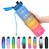 1L Tritan Water Bottle with Time Marker & Bounce Cover - Leakproof Bottle for Sports, Fitness, Cycling - Minihomy