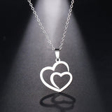 Double peach heart couple necklace - Minihomy