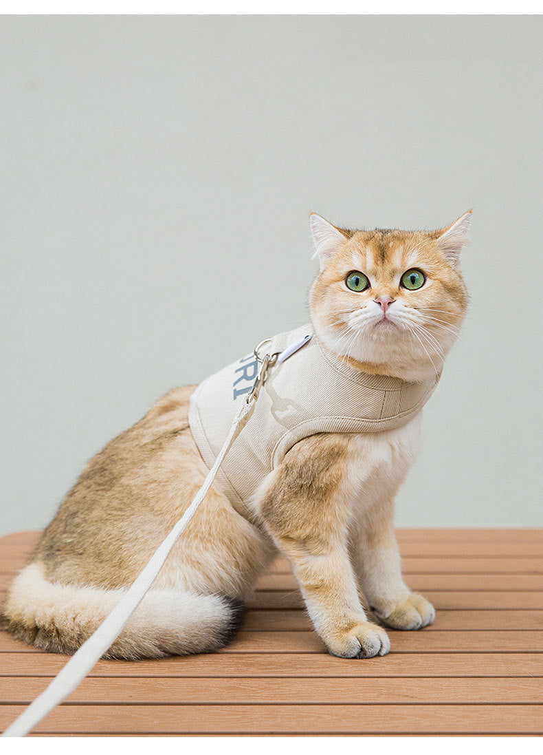 Woven Fabric Cat and Puppy Vest Harness Leads for Small to Medium-Sized Dogs