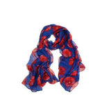 Red Poppy Flower Print Long Scarf