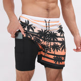 Gradient Printed Beach Shorts - Double Layer Casual Sport Shorts