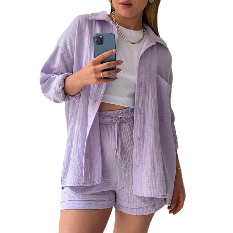 Long Sleeved Shirt Casual Two-piece Set