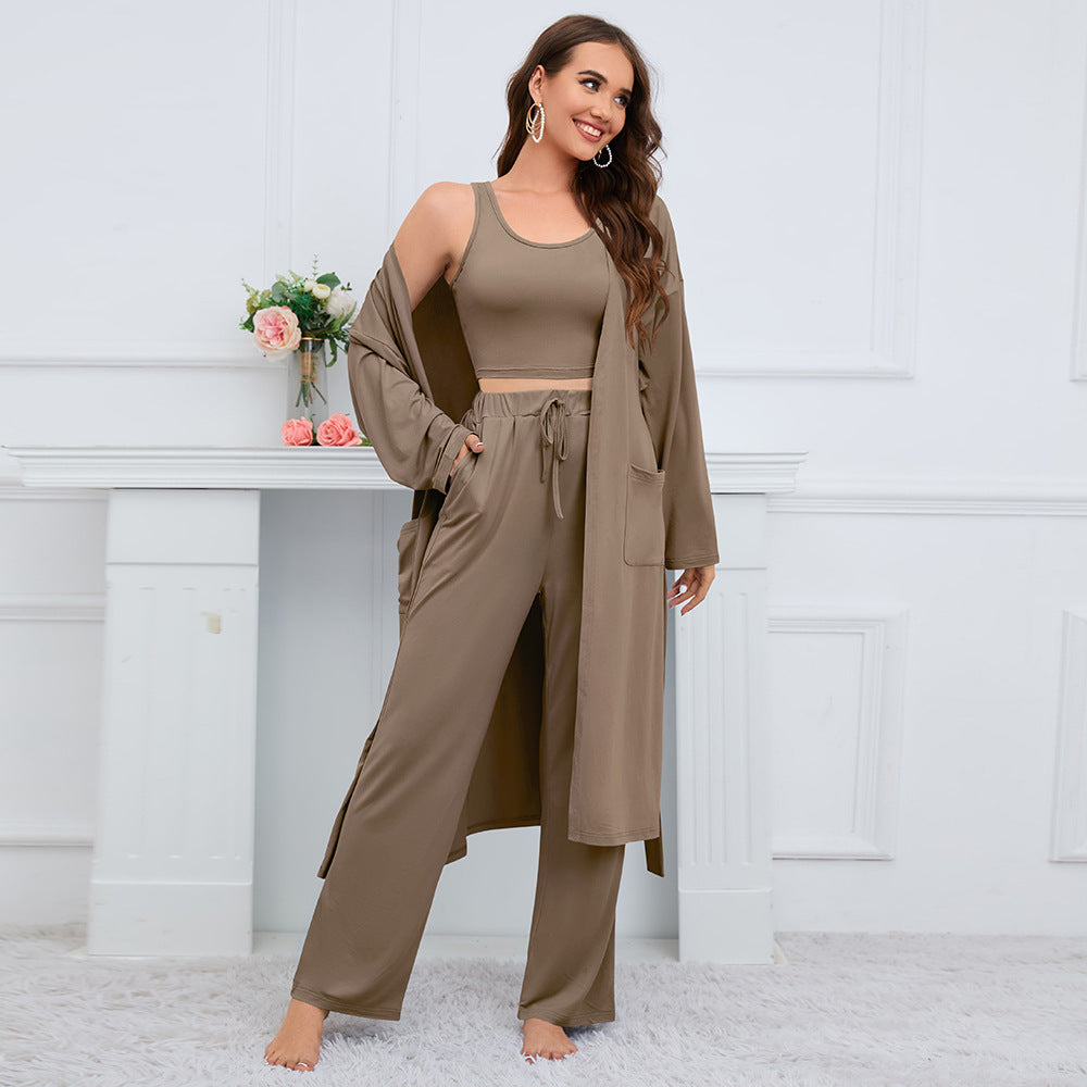 Women's  Camisole Coat Wide Leg Pants Suit