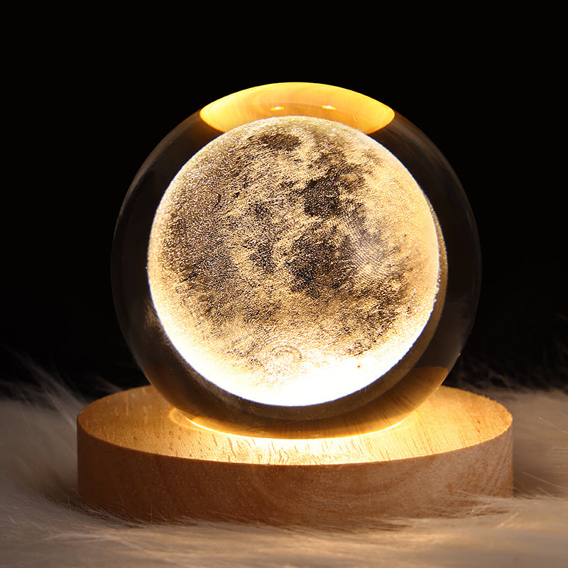 LED Night Light Galaxy Crystal Ball Table Lamp - 3D Planet Moon Lamp for Bedroom Home Decor