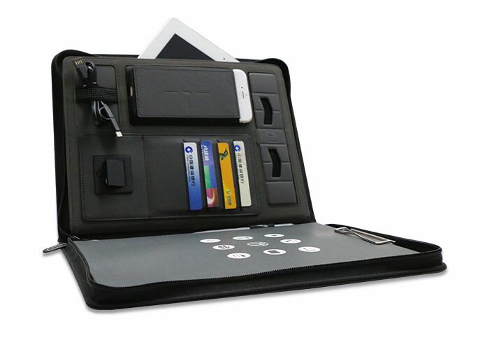 Business Document Bag with A4 File Holder and Wireless Charging Power Bank - Minihomy