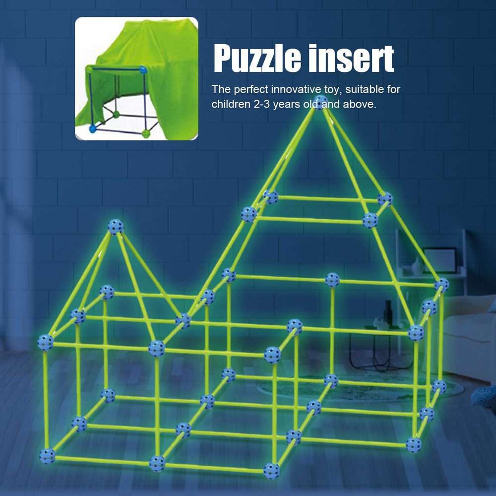 Fort Building Kit - Construction Blocks Set for Kids Toy Tents Fortress Builder Castles Tunnels DIY 3D Play House - Minihomy