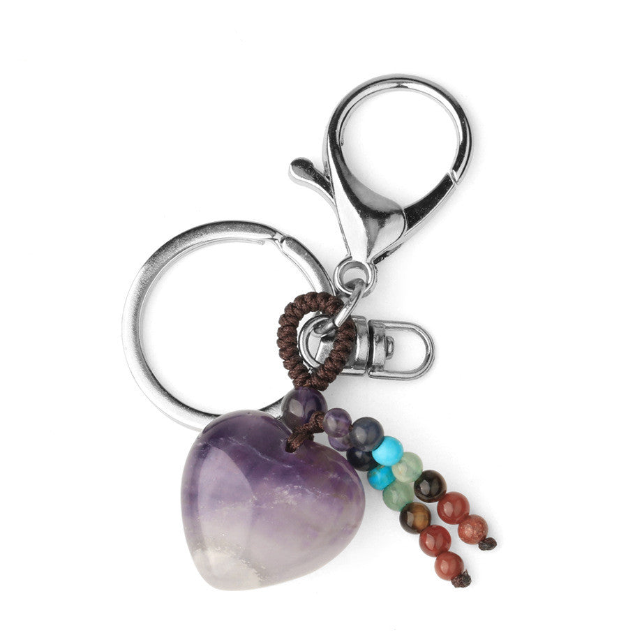 Love Natural Stone Crystal Keychain