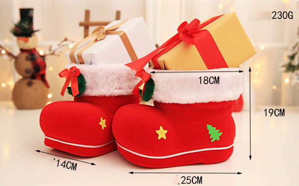 Large Christmas Red Flocking Candy Boots - Minihomy