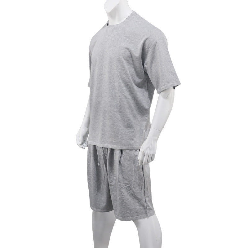 Men's Summer Sports Suit - 2 Piece Short Sleeve T-Shirt & Shorts Set with Pockets - Minihomy