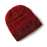 Beanie Women's Warm Leopard Print Knitted Hat Winter