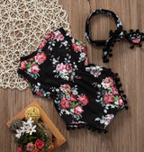 Floral Sunsuit Romper  Headband 2pc set