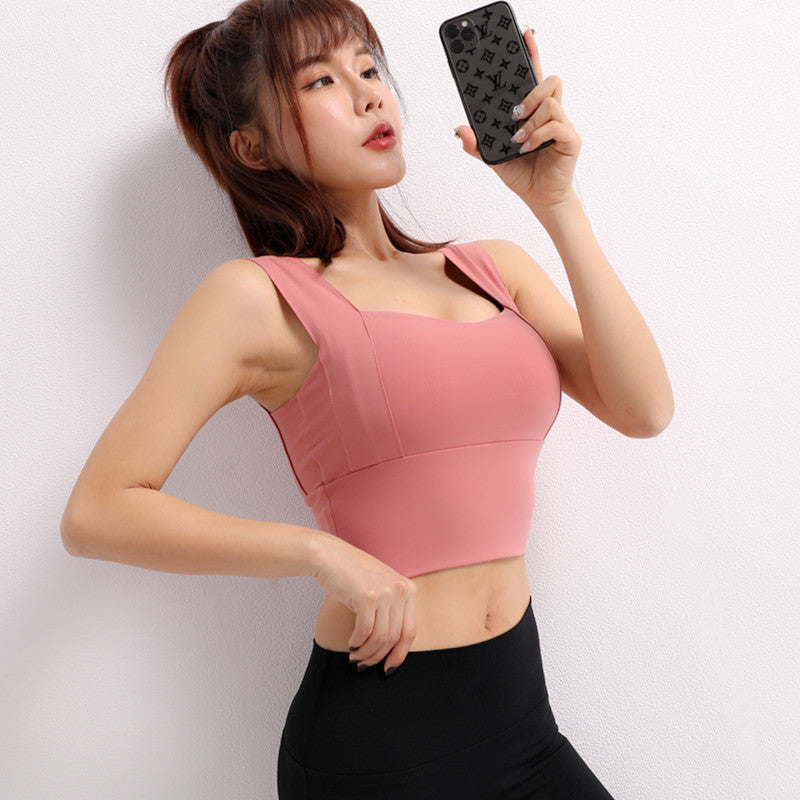 Yoga Crop Top For Women Sports Bra Solid Athletic Vest Gym Fitness Shirt Sportswear