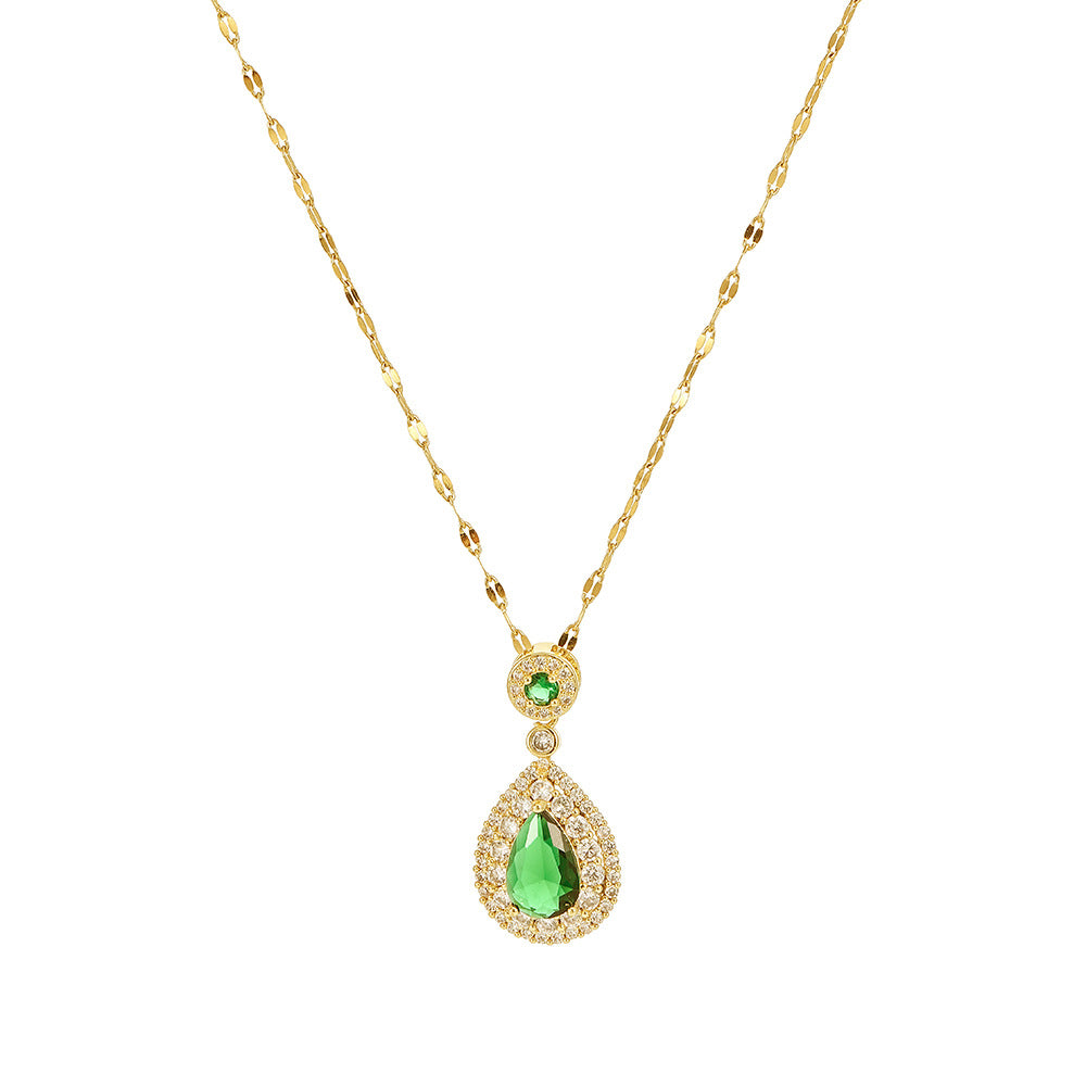 Women's Beautiful Square Emerald Pendant Necklace