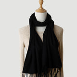 Solid Color Autumn And Winter Tassel Pure Cashmere Scarf For Women