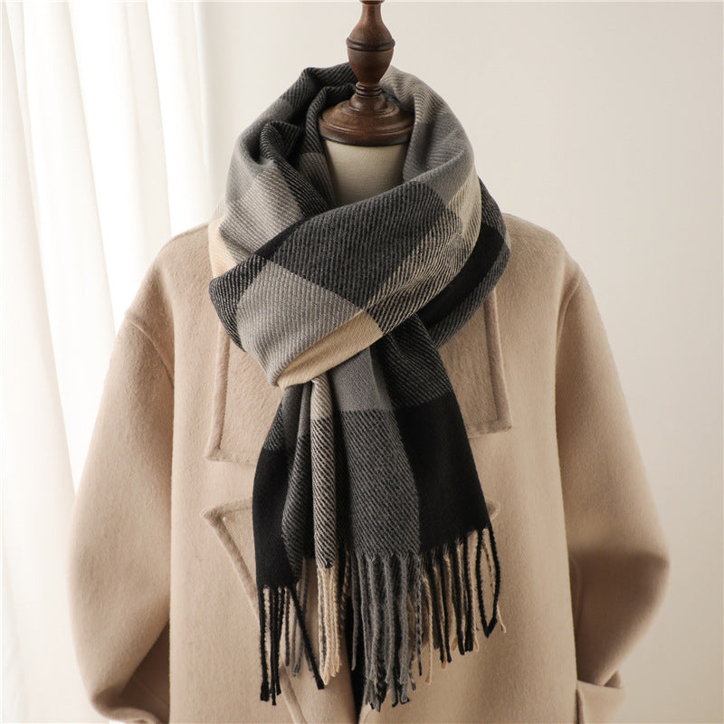 Men's and Women's Thickened Warm Plaid Scarves - Minihomy