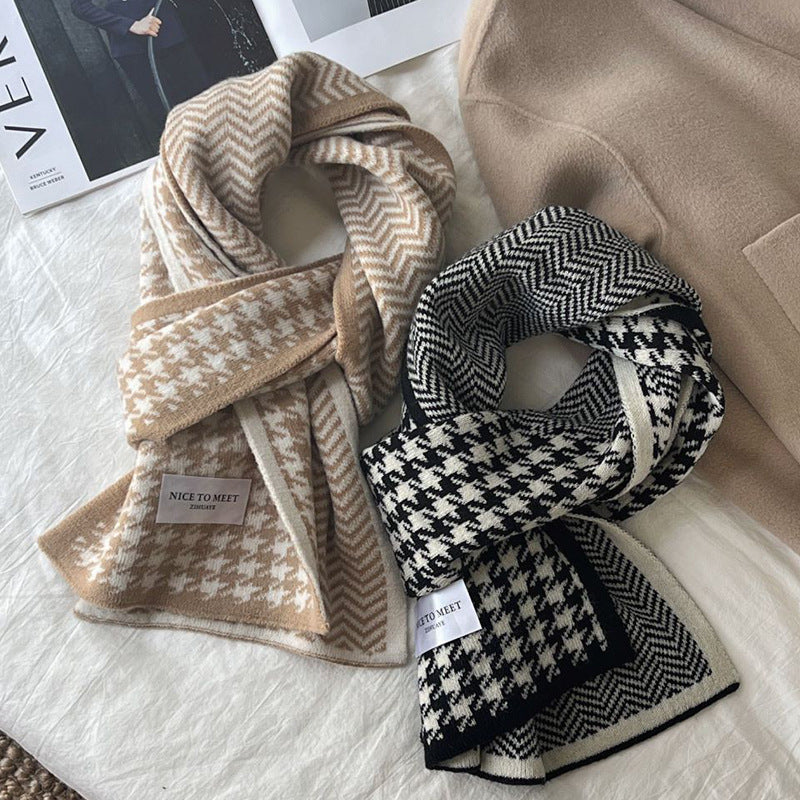 Women's Winter Style Versatile Knitted Double-sided Warm Woolen Scarf