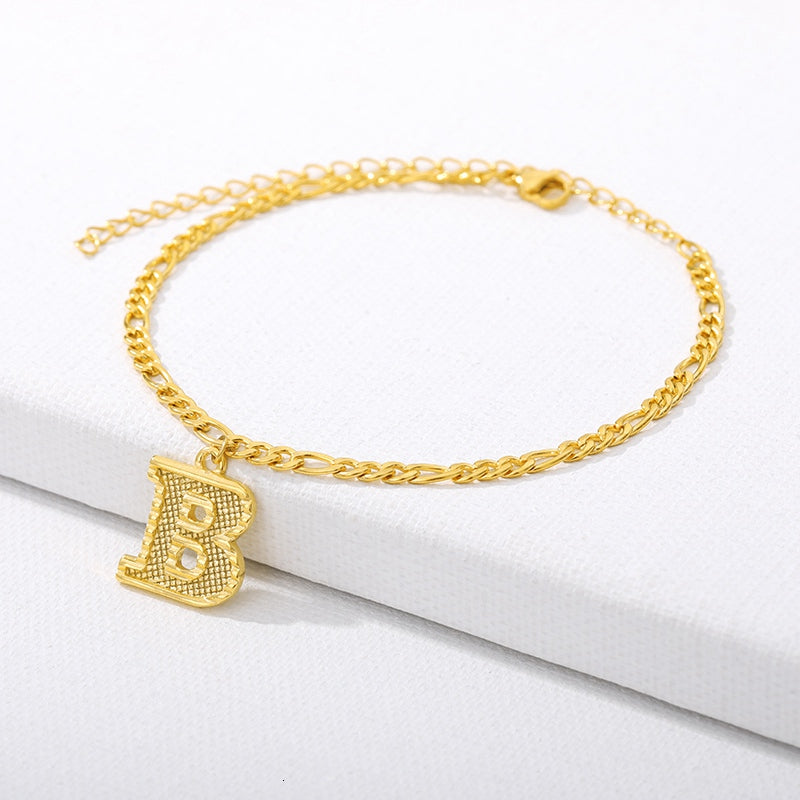 Initial Gold Letter Anklet Alphabet Pendants Jewelry - Minihomy