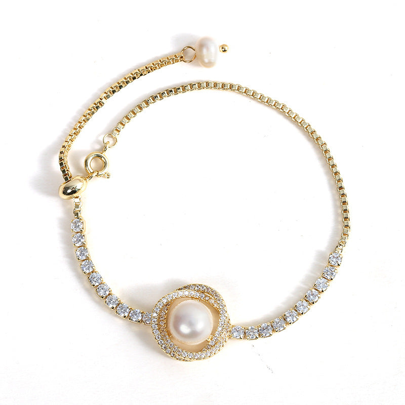 Pearls Strap Diamond Bracelet Elegant - Minihomy