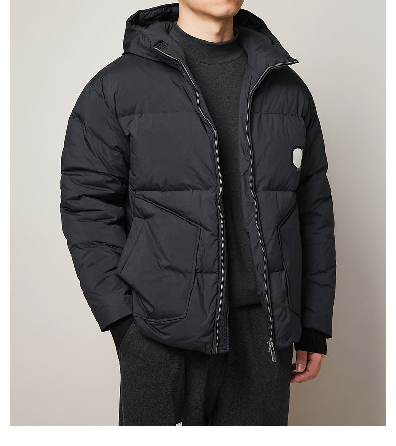 Men's Winter Warm Parka Jacket - Windproof, Short, Light Hooded Down