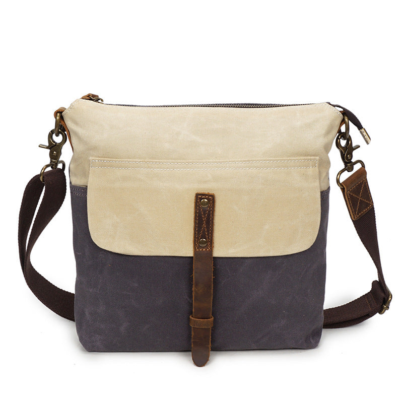 Waterproof Wax Canvas Messenger Bag - Retro Leather Satchel for Boys