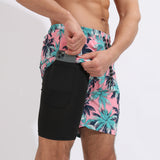 Gradient Printed Beach Shorts - Double Layer Casual Sport Shorts