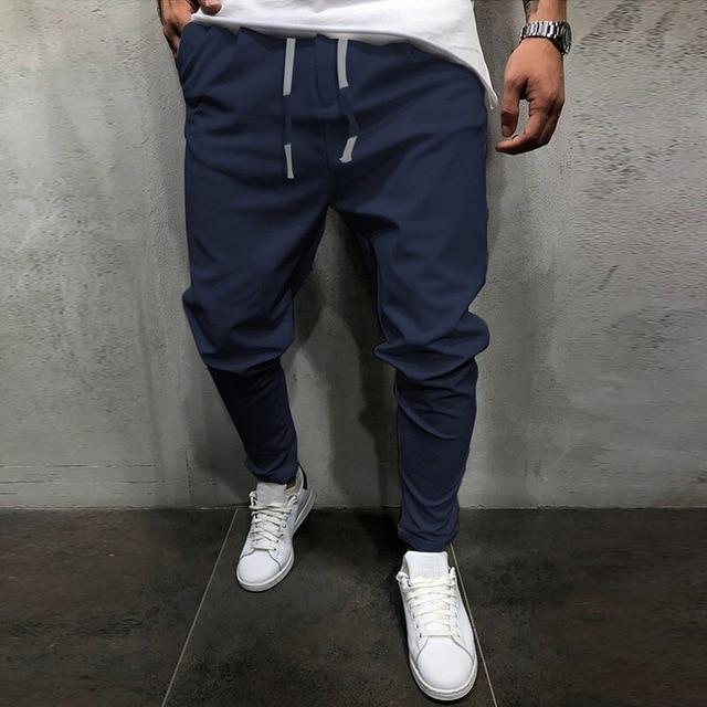 Men's Pants Solid Color Cropped Pants With Elastic Band - Minihomy