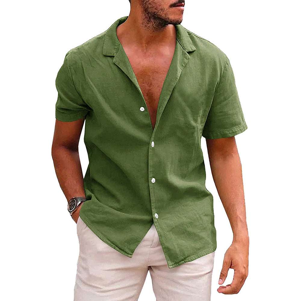 Men's Tops Casual Button Down Shirt Short Sleeve Beach Shirt Summer - Minihomy