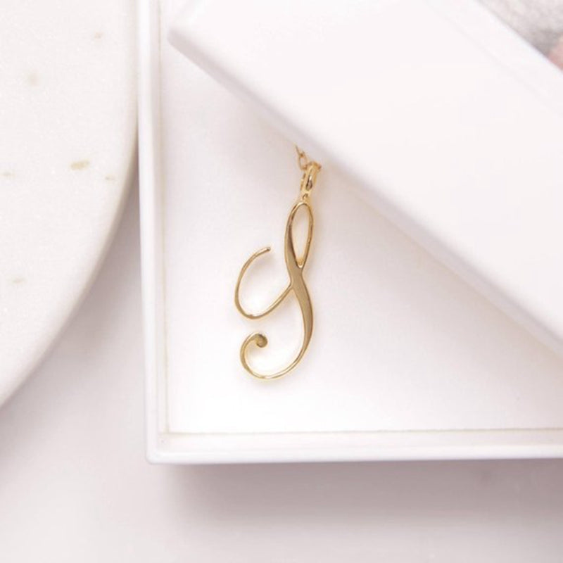 Gold 26 Old English Initial Letter Necklaces For Women - Minihomy