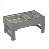Adjustable Height Dog Double Bowls - Stainless Stand Elevated Pet Feeders for Large Dogs
