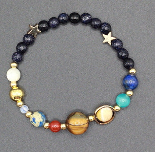 Universe Galaxy Eight Planets Solar System Guardian Star Natural Stone Beads Bracelet