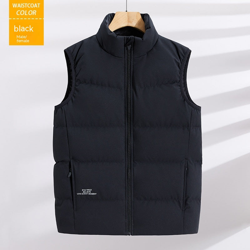 Plus Size Down Vest Stand Collar Waistcoat