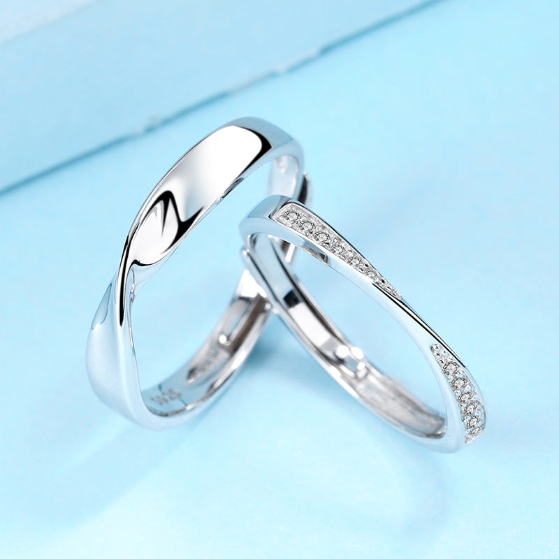 S925 Sterling Silver Couple Rings With Diamonds For Men And Women