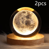 LED Night Light Galaxy Crystal Ball Table Lamp - 3D Planet Moon Lamp for Bedroom Home Decor