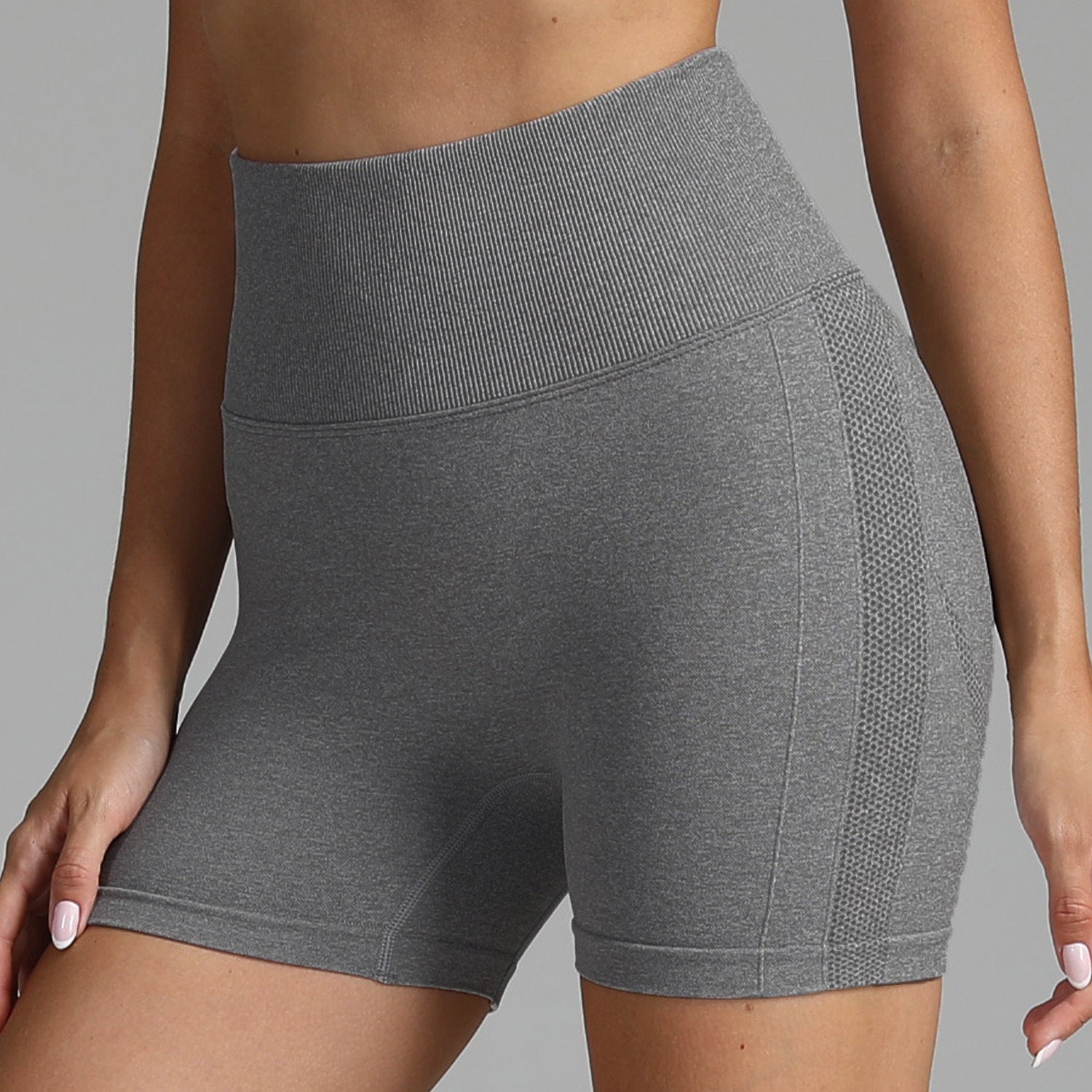 High Waist Yoga Shorts for Women - Seamless, Solid Color, Hip-Lifting Fitness Pants