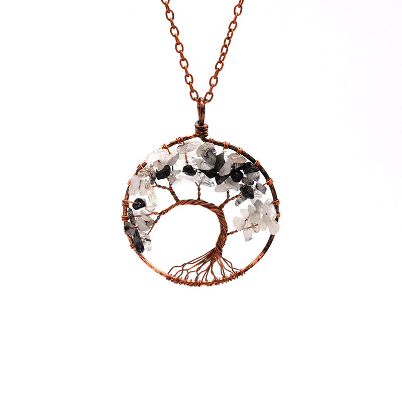 Tree Of Life Pendant Necklace Copper Crystal Natural Stone Necklace