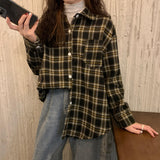 Retro plaid shirt women