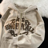 Letter Printing Zipper Fleece Sweater